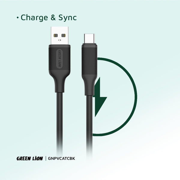 Green Lion USB - A to USB - C PVC Cable 1M 2.4A Black - Eufy iraq