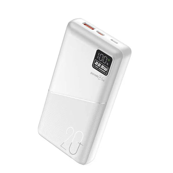 Porodo Blue 20000mAh Powerbank Type - C USB A and Micro with Digital Display - White - Eufy iraq