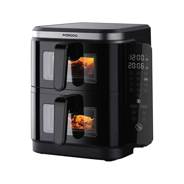Porodo Lifestyle Double Stack Air Fryer with 12 Presets - Black - Eufy iraq
